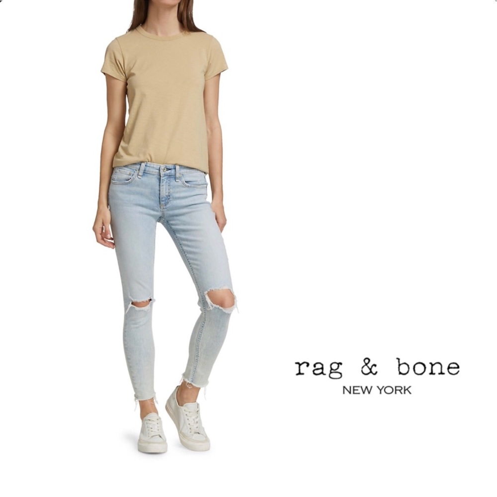 Rag & Bone Cate Mid-Rise Ankle Crop Skinny Distressed Jean